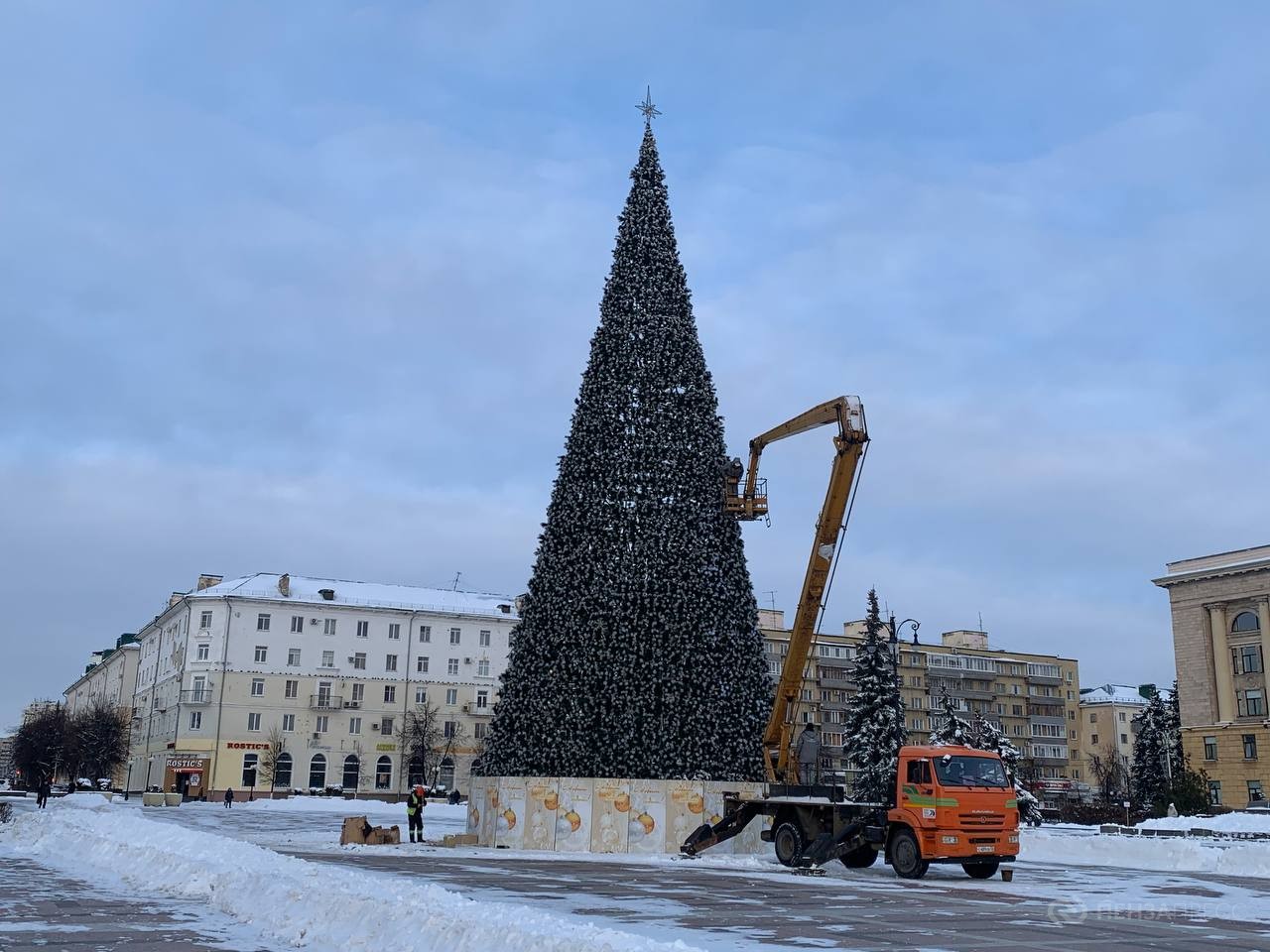 В центре Пензы приступают к украшению главной городской елки