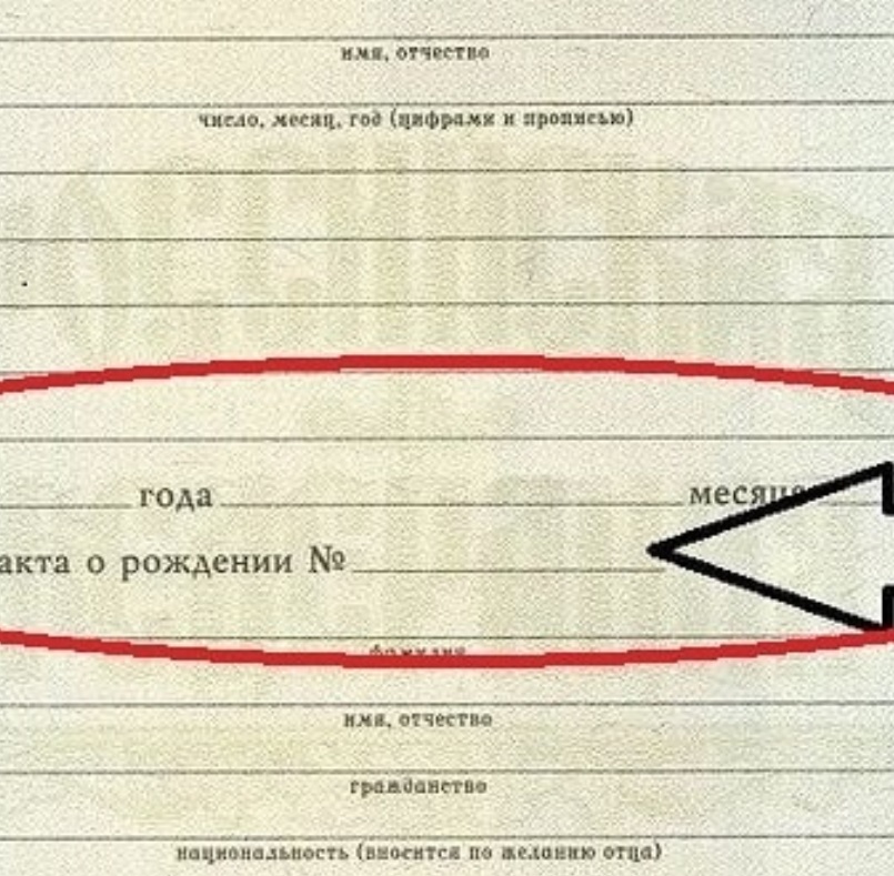 Номер Актовой Записи О Рождении Фото